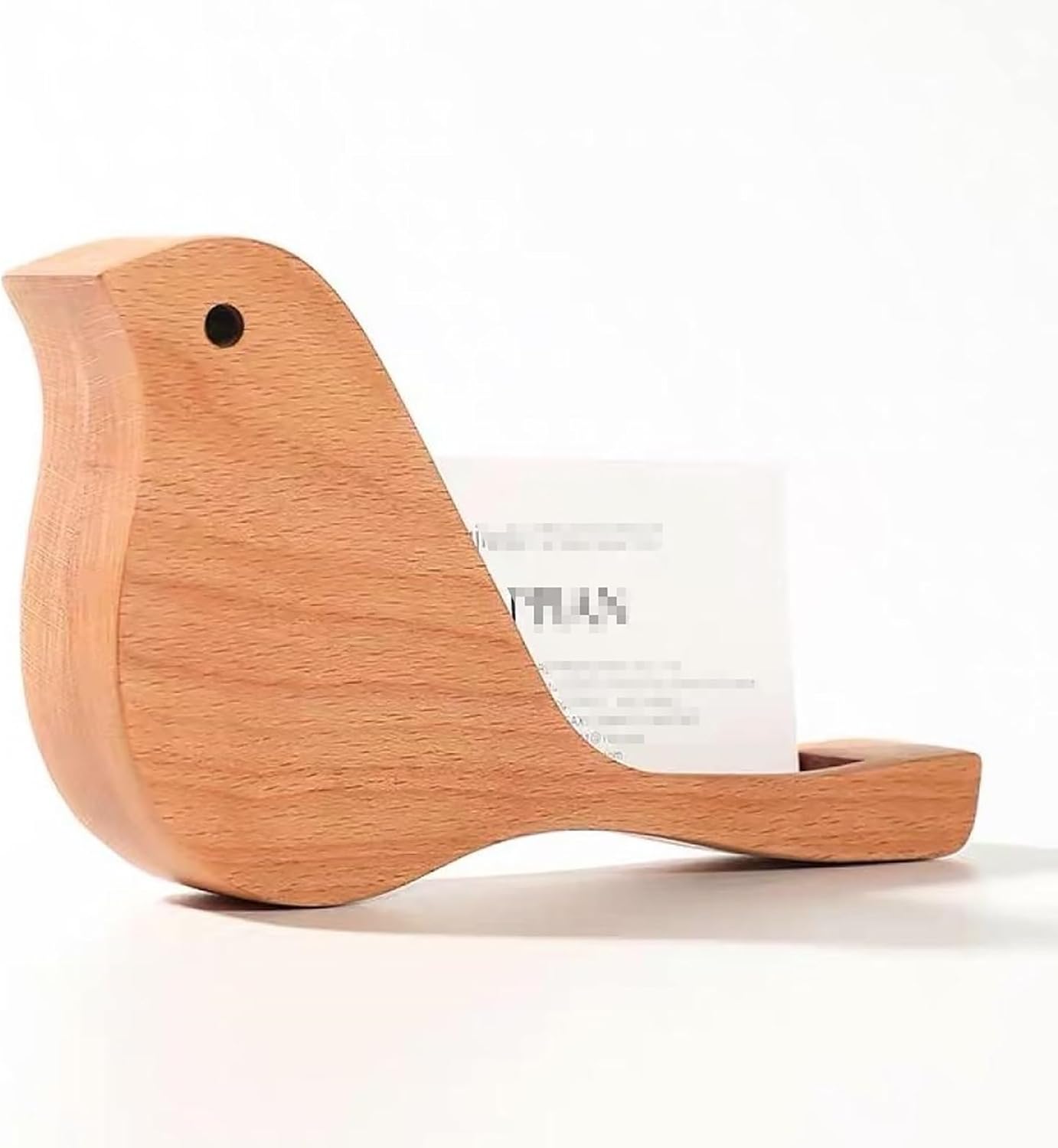 Portabiglietti da visita in legno a forma di uccello per scrivania