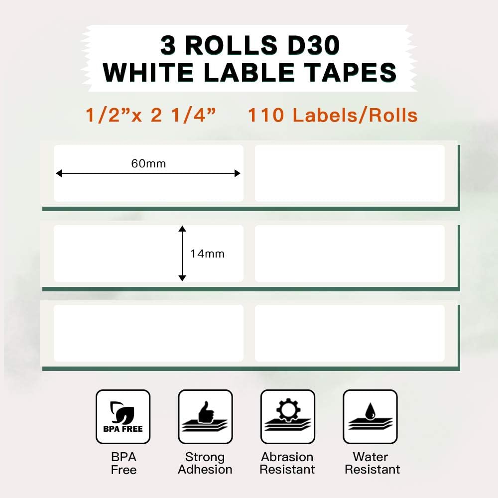 Phomemo D30 Adhesive White Label Paper (14mm X 60mm)