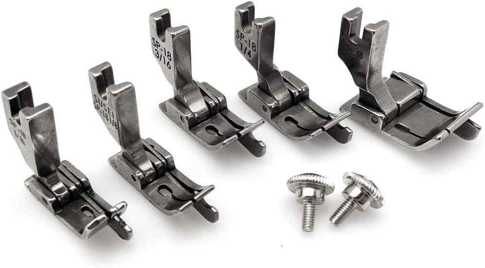 Hinged industrial presser feet and two silver screws for installation