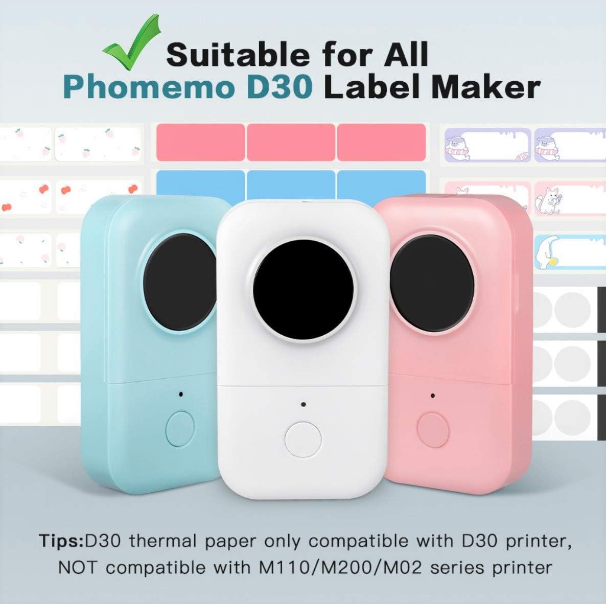 Phomemo D30 Adhesive White Circle Label Paper (14mm X 28mm)