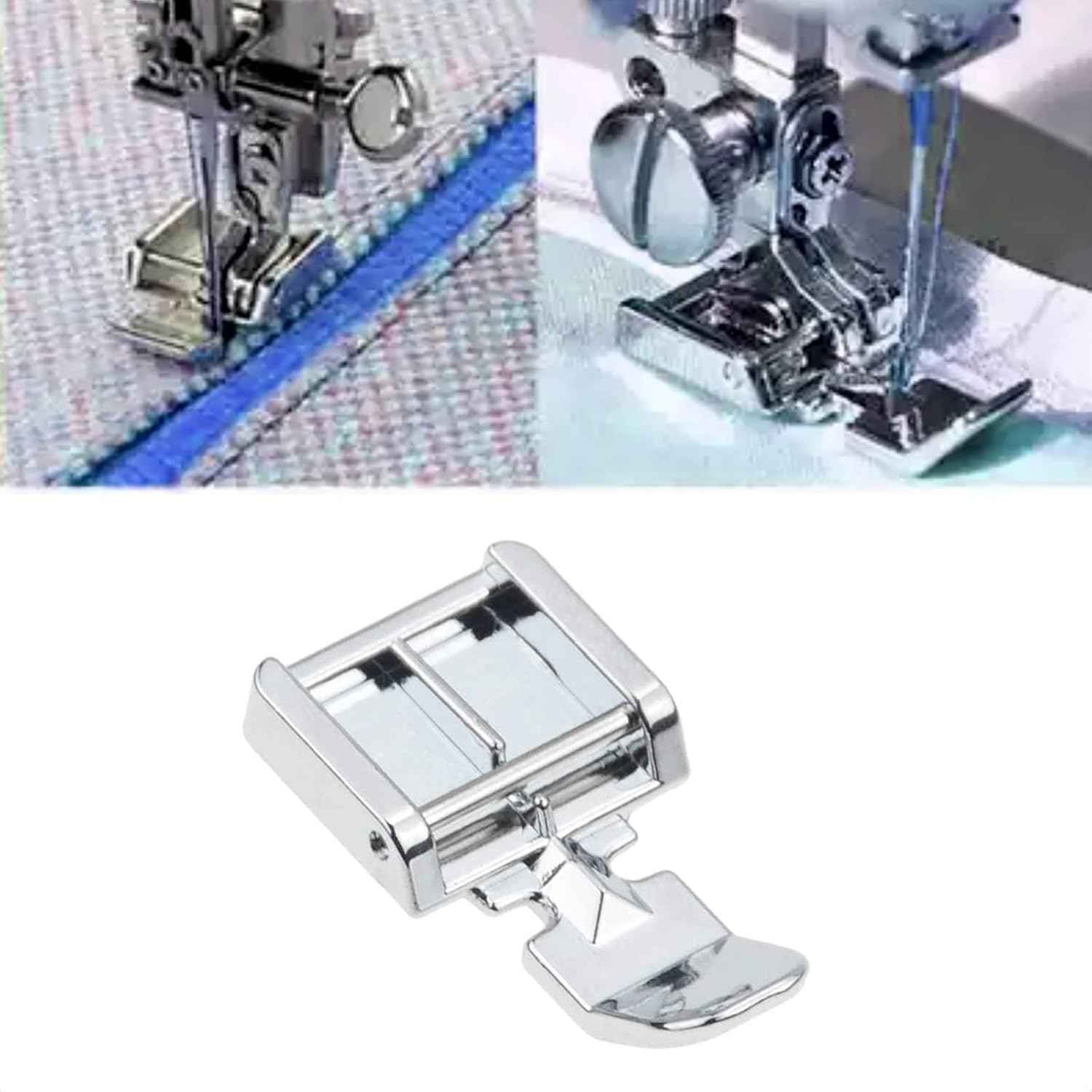 Pair of zipper feet for sewing machines, chrome metal presser feet for zippers
