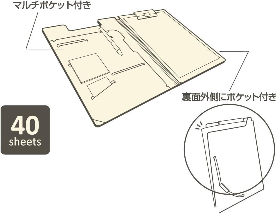 LIHIT LAB  Binder Clipboard File Holder, Multifunction, A4,