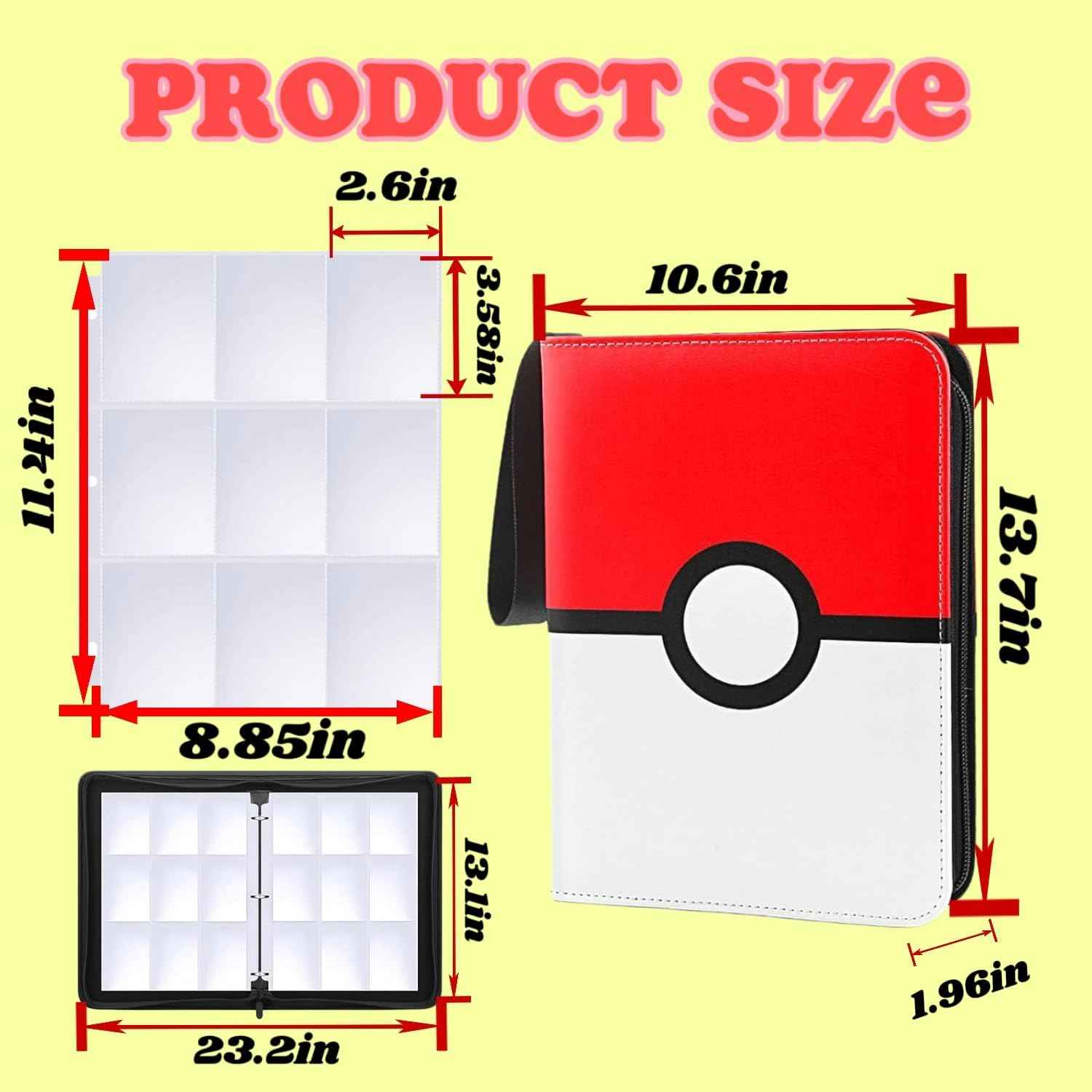 POATOW Card Binder for Game Cards 9 Pocket 900 Pockets Games Collection Holder Storage Carrying Case POATOW Card Binder for Game Cards 9 Pocket 900 Pockets Games Collection Holder Storage Carrying Case