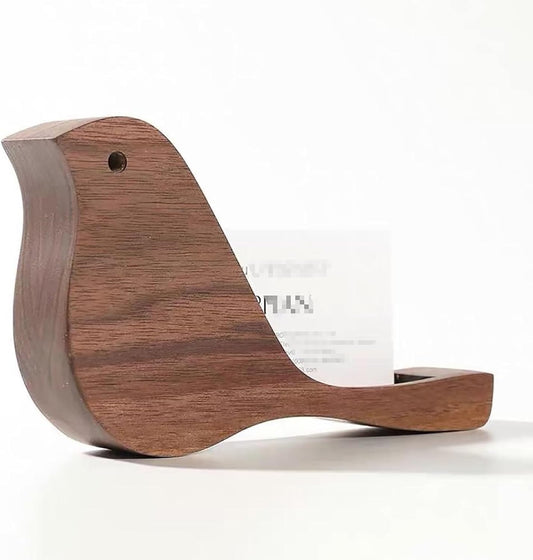 Portabiglietti da visita in legno a forma di uccello per scrivania