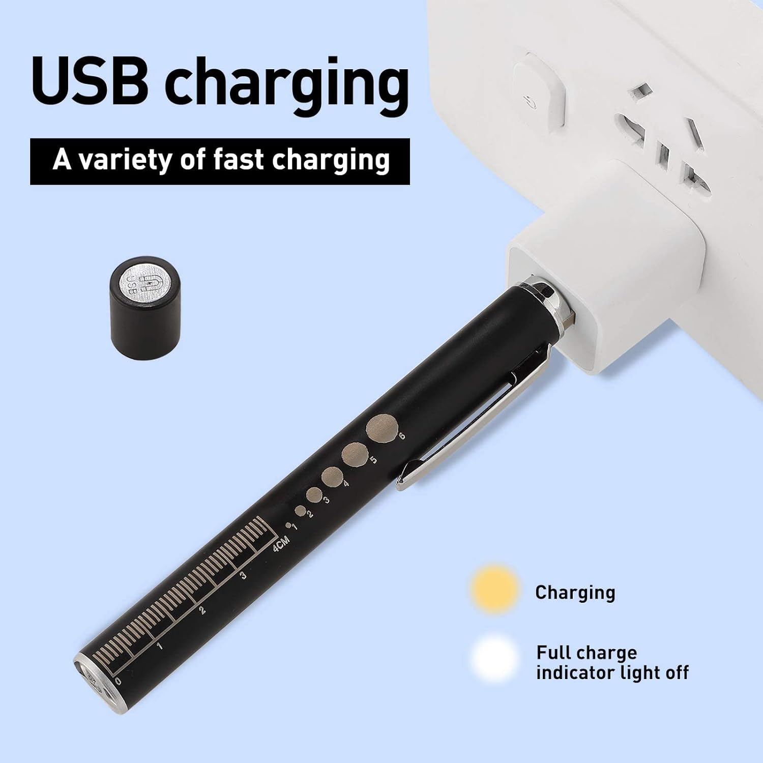 2pcs LED Pen Light for Students Doctors Nurses Black Silver