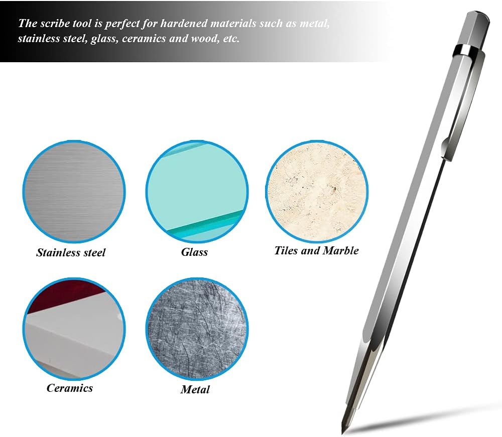 Tungsten Carbide Tip Scriber Marking Engraving Pen for Ceramics Glass 5 Pack