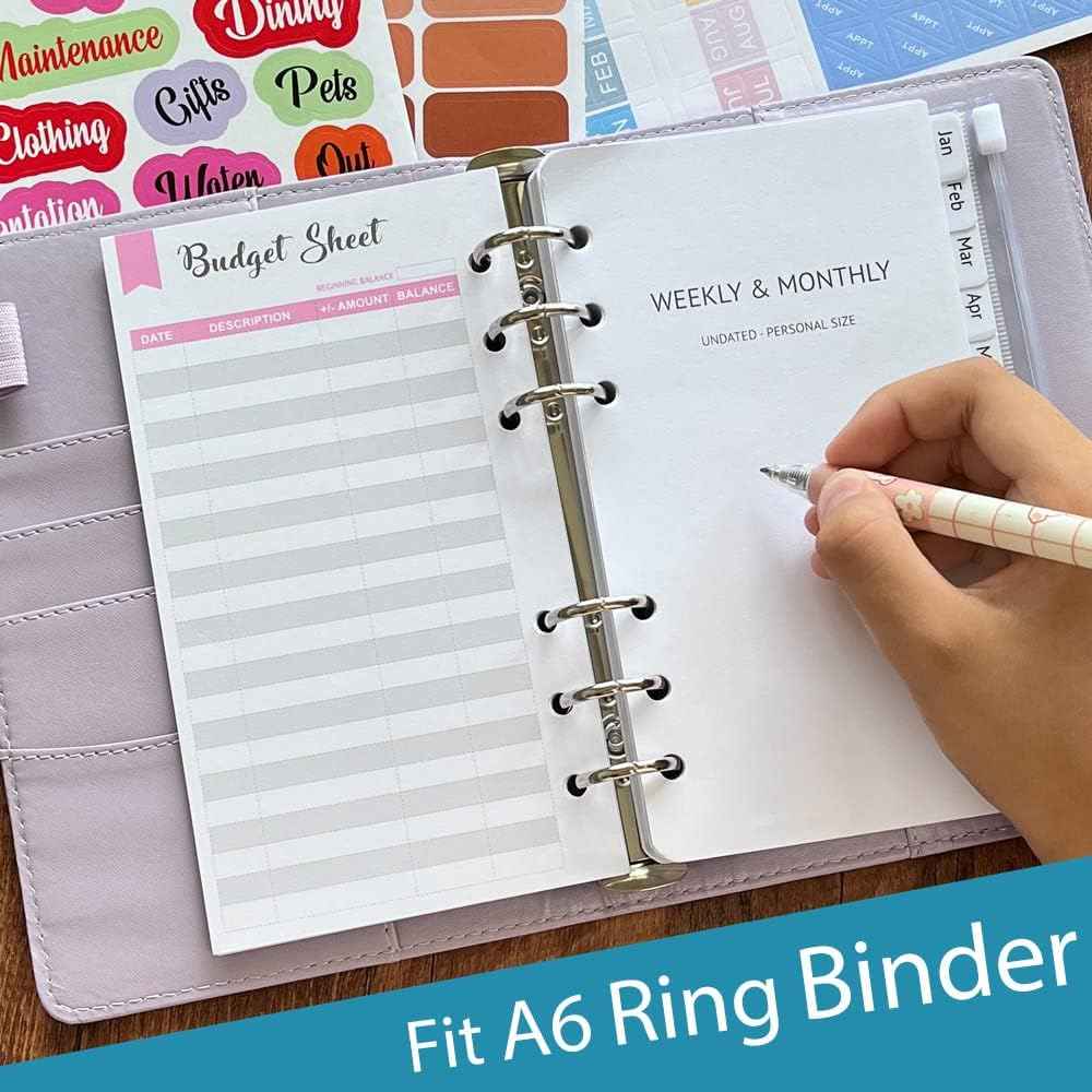 60 Expense Tracker 6-Hole Punched Budget Sheets for A6 Budget Binder