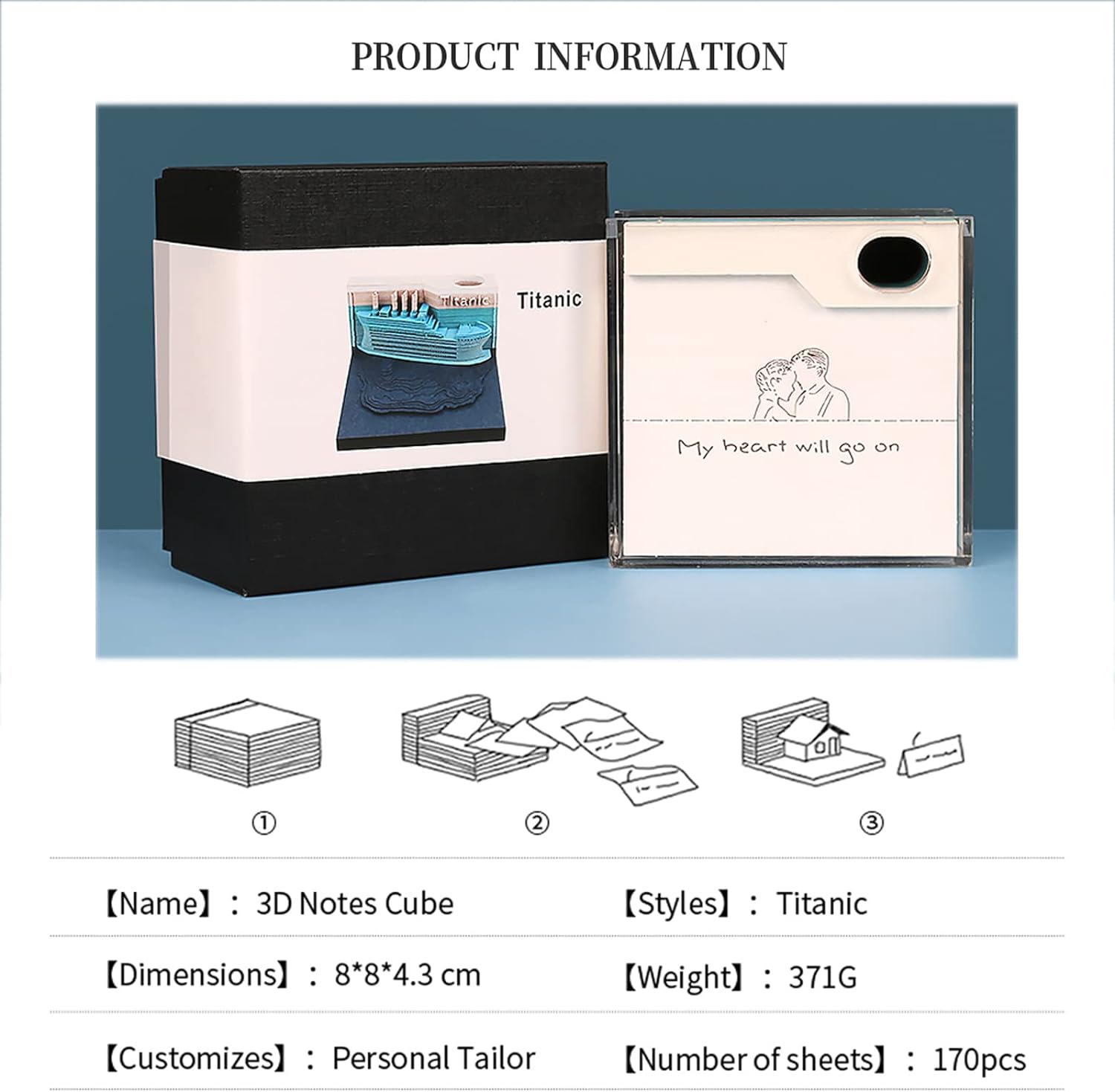 Titanic 3D Paper Note Memo Pad with LED Lights