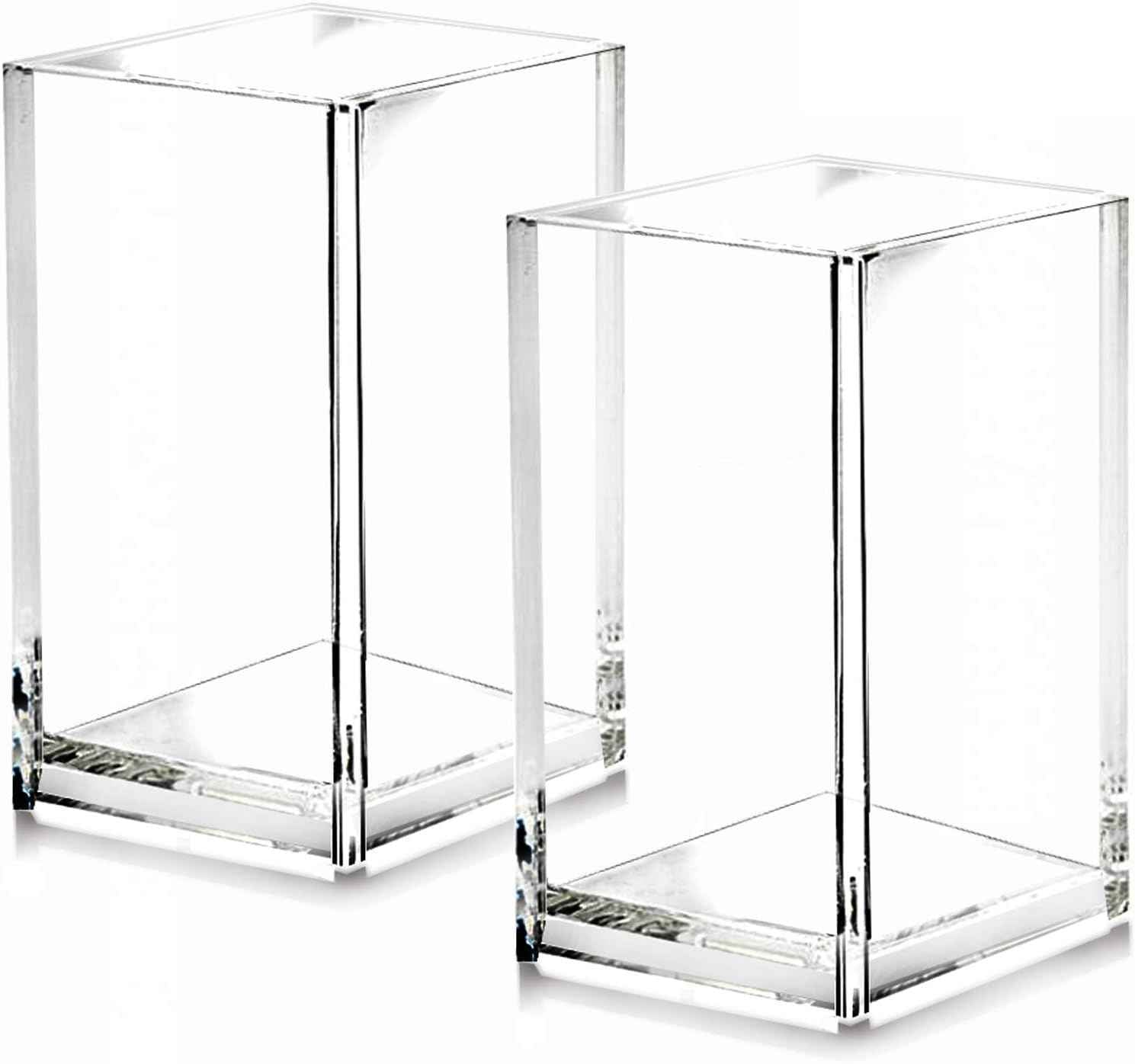 2 Pack Clear Acrylic Pencil Pen Holder Desktop Stationery Organizer