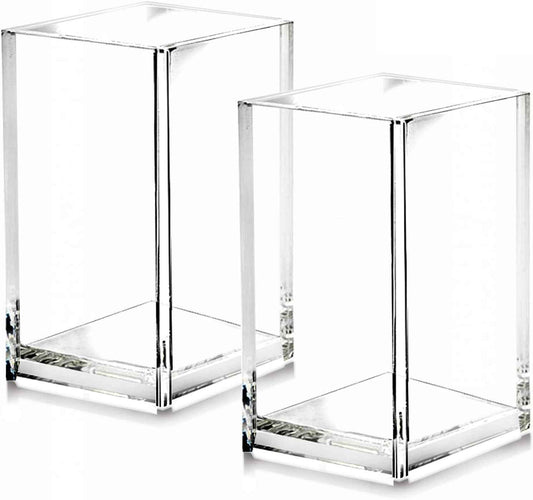 2 Pack Clear Acrylic Pencil Pen Holder Desktop Stationery Organizer