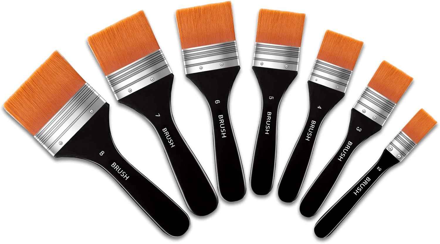 7 Size Artist Wide Flat Paint Brushes Set
