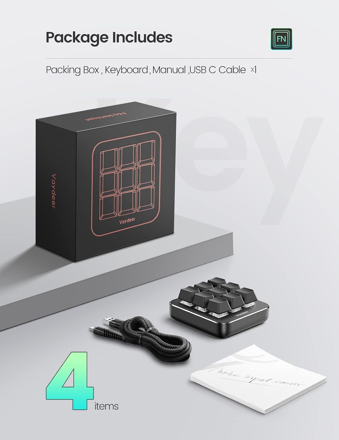 One-Handed Mechanical Keyboard Support NKRO,9 Fully Programmable Keys