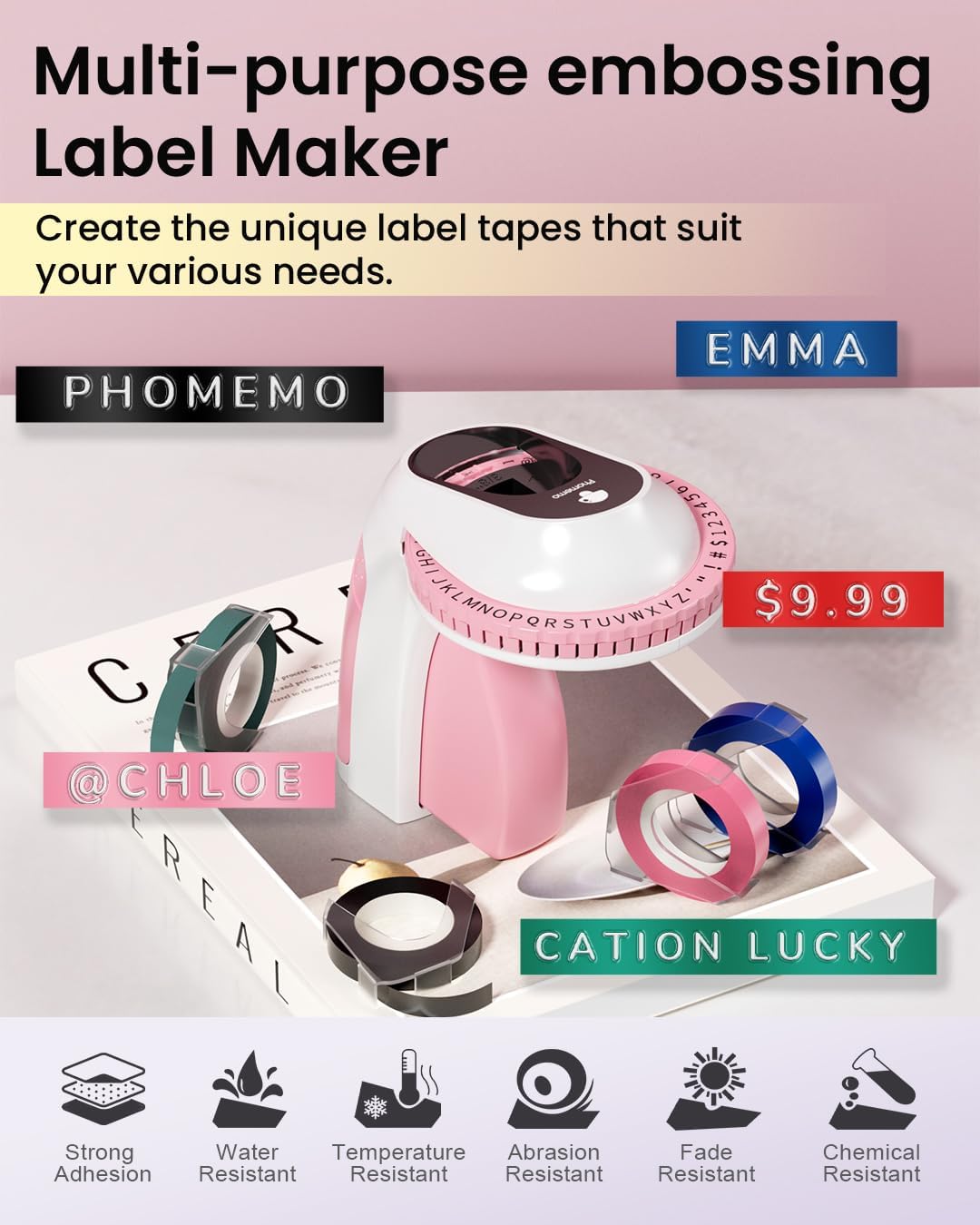 Phomemo E975 Embossing Label Maker Machine with 6 Tapes