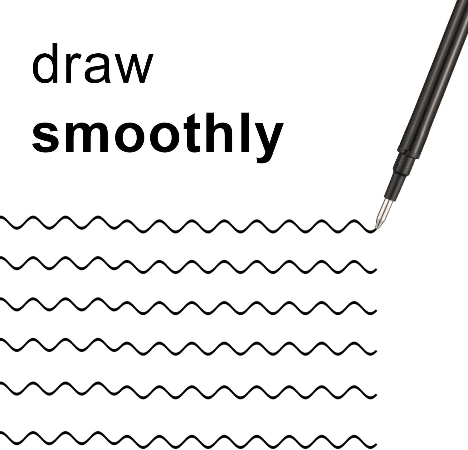 24 Pack Erasable Gel Ink Pen Refills Fine Point 0.5 mm (Black)