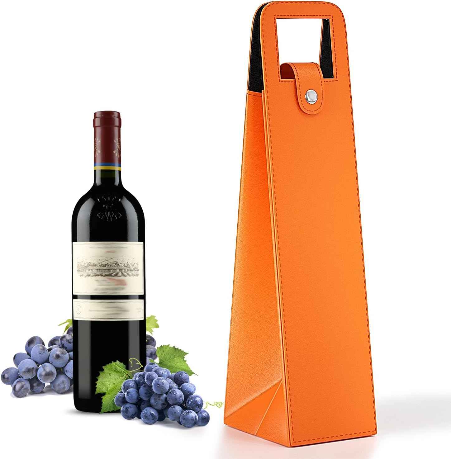2 Pack Wine Gift Bag, Reusable Leather Wine Tote Carrier