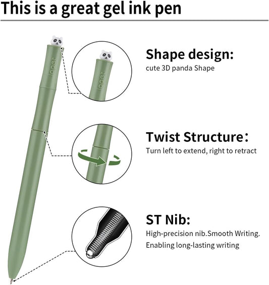 LOPET 4 kom Panda Twist gel olovke 0,5MM crna tinta