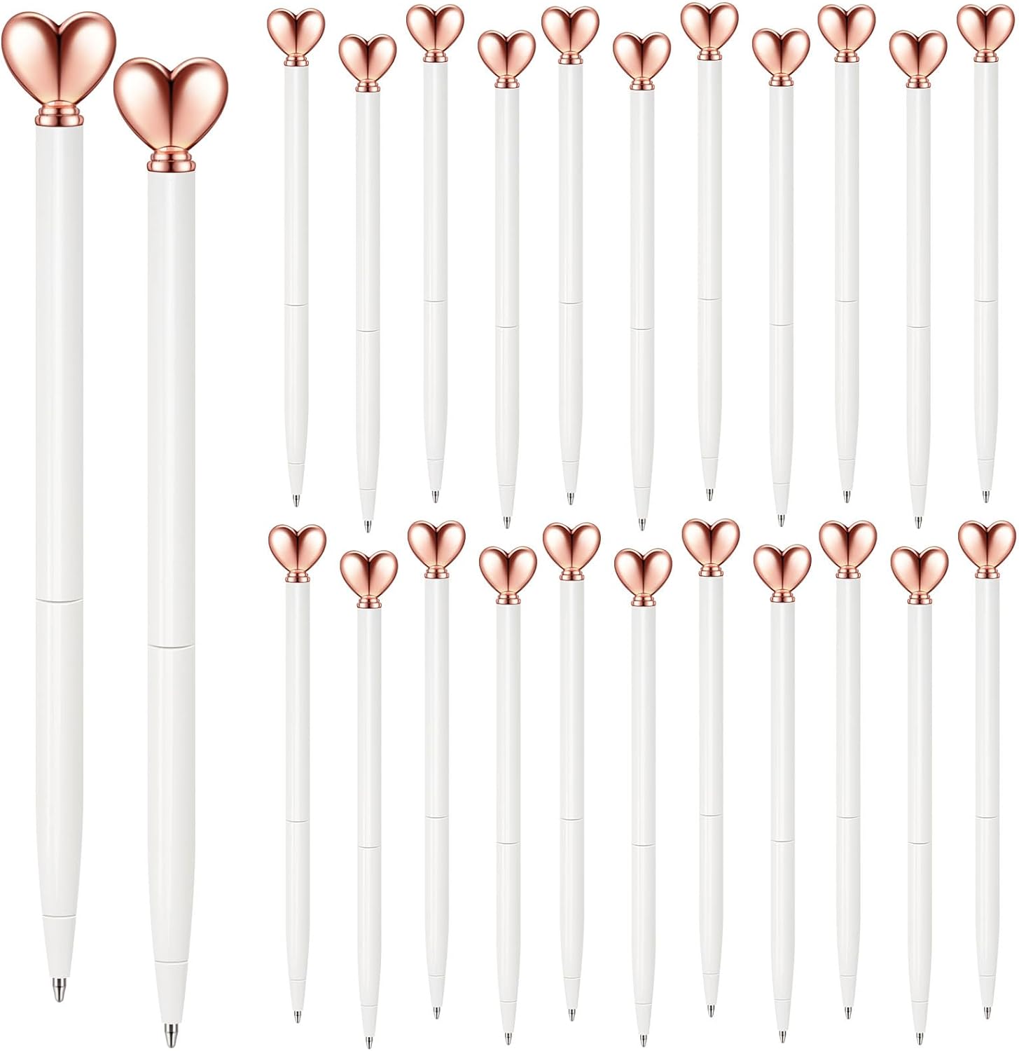 24Pcs Heart Shaped Retractable Metal Ballpoint Pens