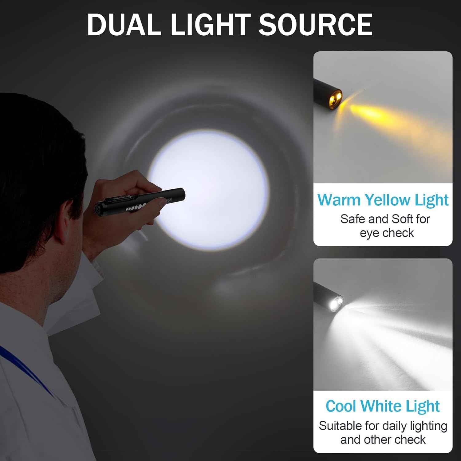 Rechargeable LED Medical Pen Lights for Nurse 2 Pack