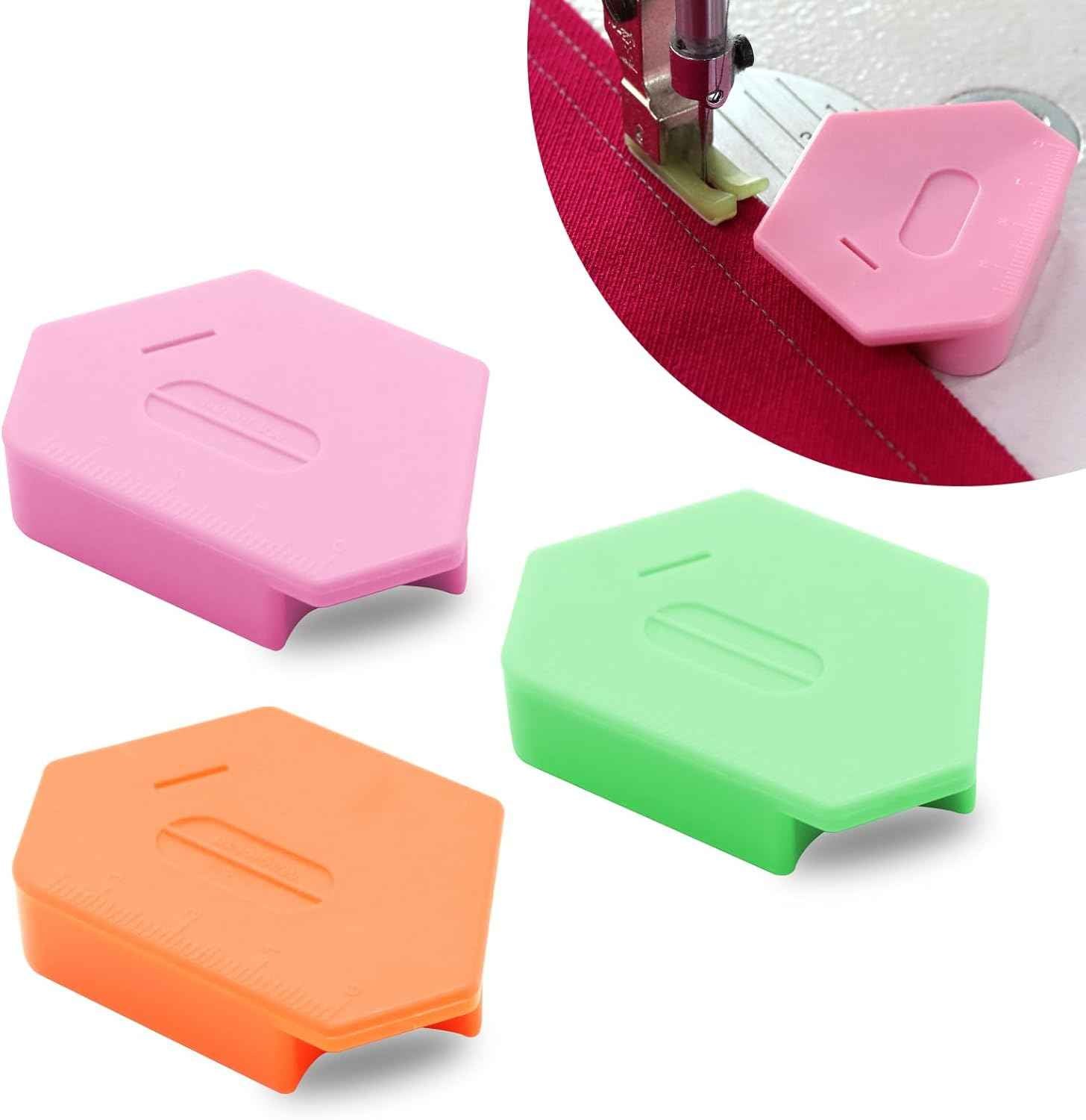 Magnetic seam guides set—pink, green, orange pieces with guide slots
