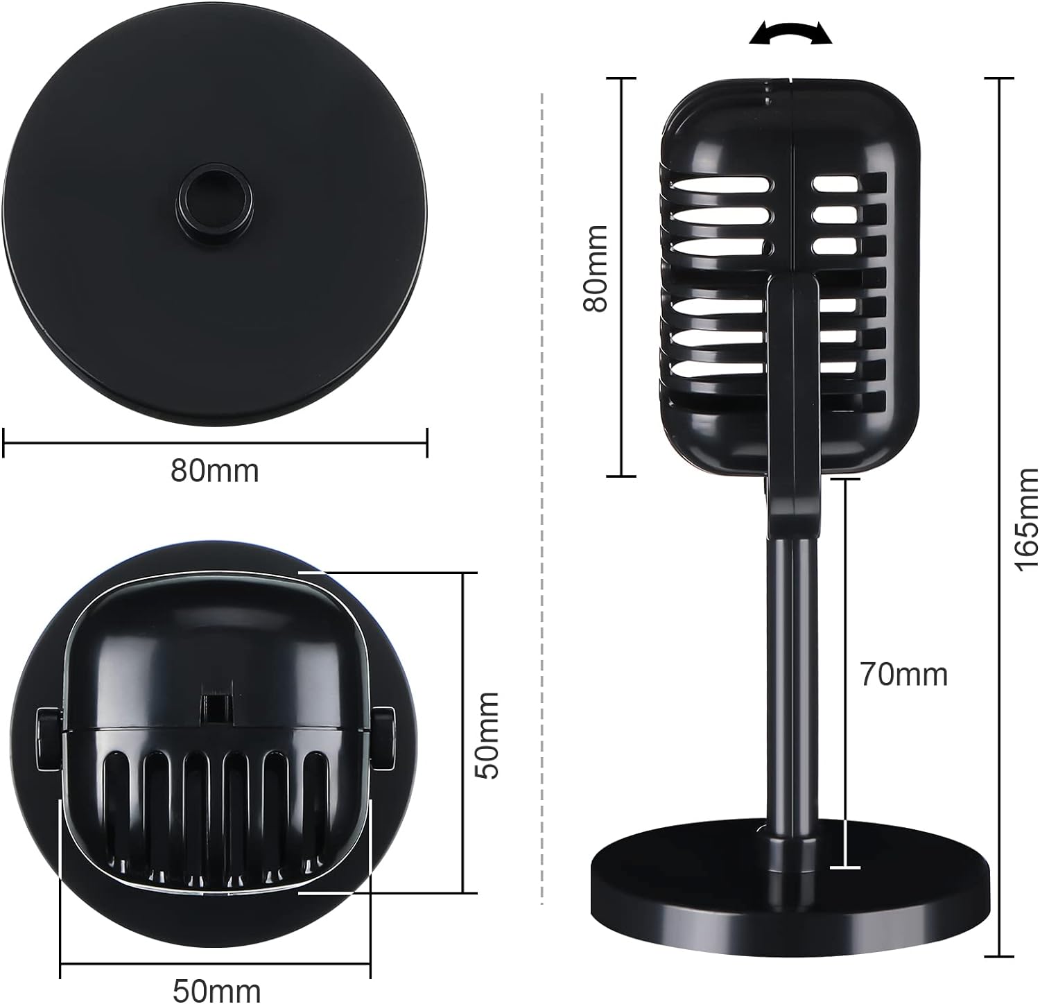 Modèle d'accessoire de microphone de bureau vintage avec hauteur réglable, support de microphone de style rétro classique faux micro prop, or | FR Modèle d'accessoire de microphone de bureau vintage avec hauteur réglable, support de microphone de style rétro classique faux micro prop, or | FR