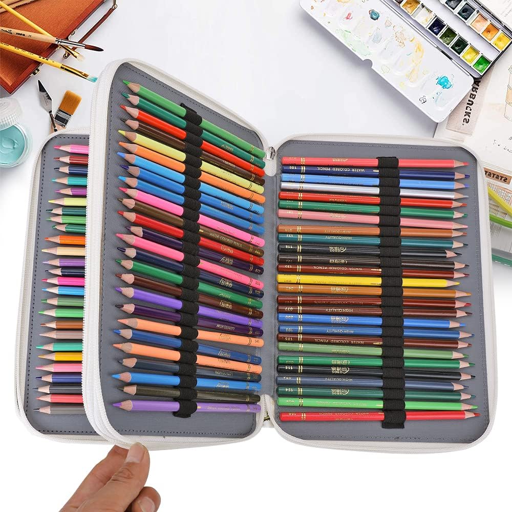 124 Slots Colored Pencil Case with Zipper Closure Dragonfly