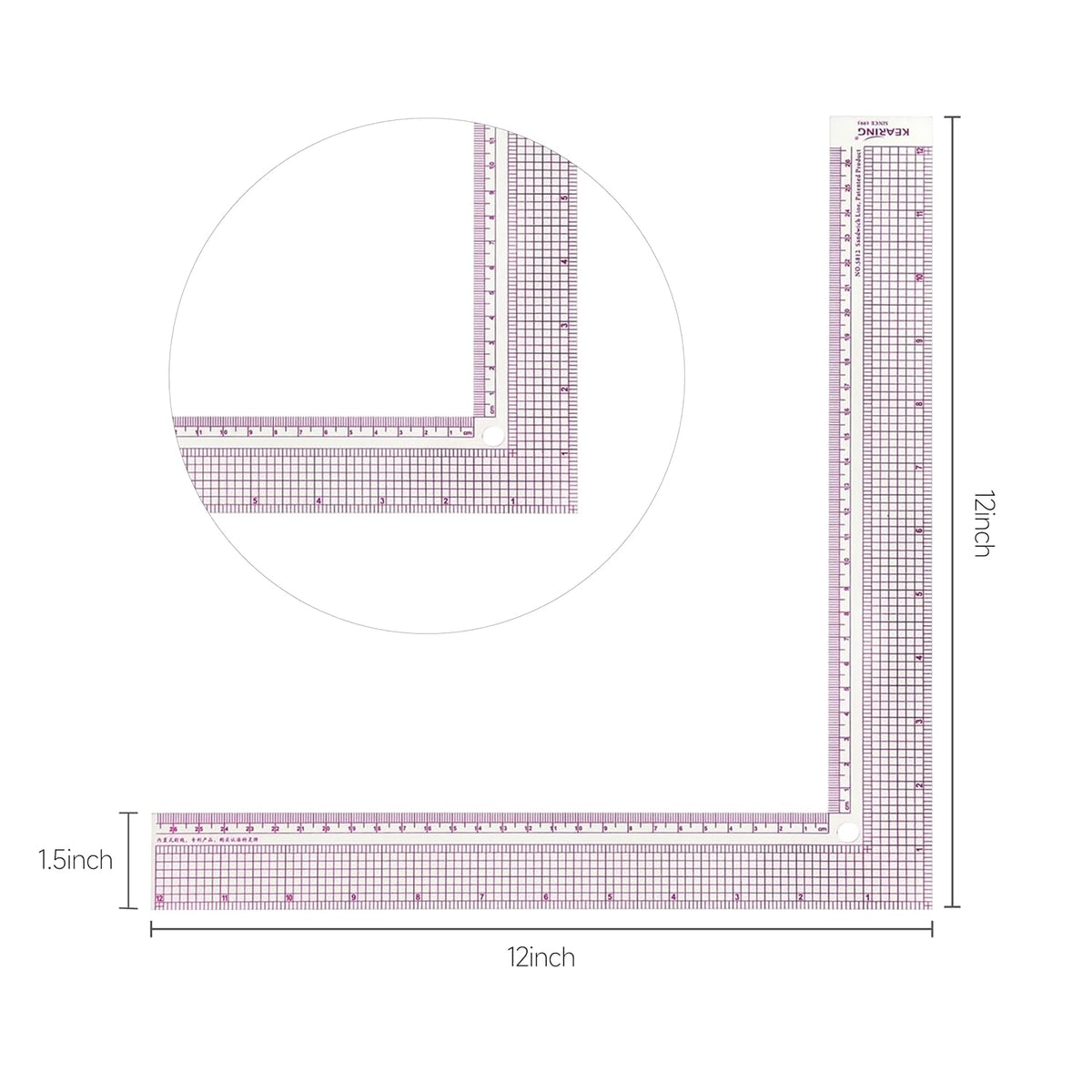 L Square Ruler Pattern Making 12 Inch Plastic L-Square Sewing Ruler for Pattern Making,Fabric Sewing