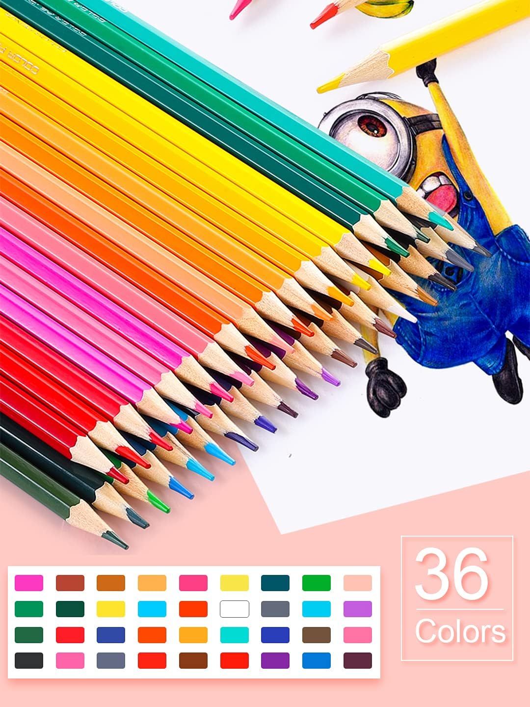 Deli 36 Colored Pencils with Built-in Sharpener in Tube Cap