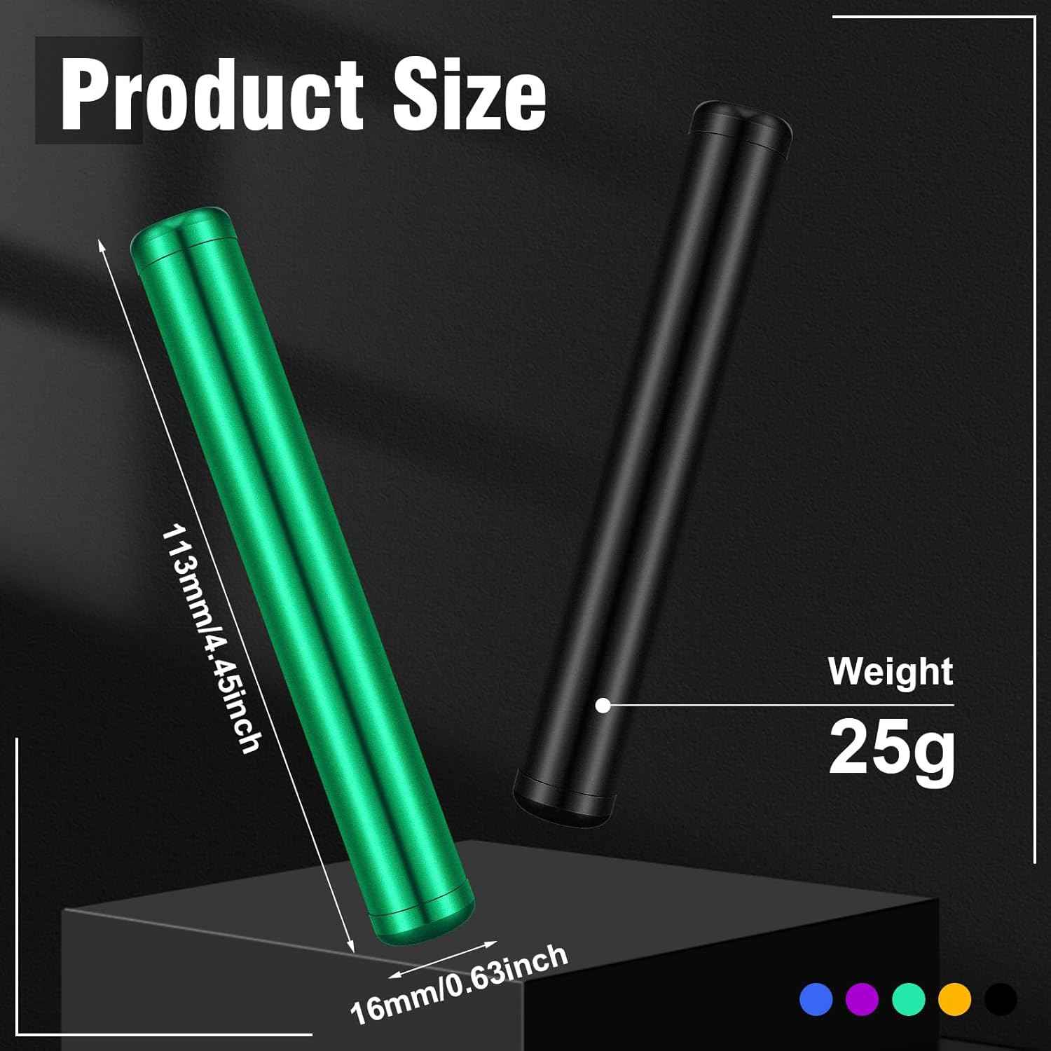 Small Metal Aluminum Waterproof Metal Tube Case 5 Color Pack