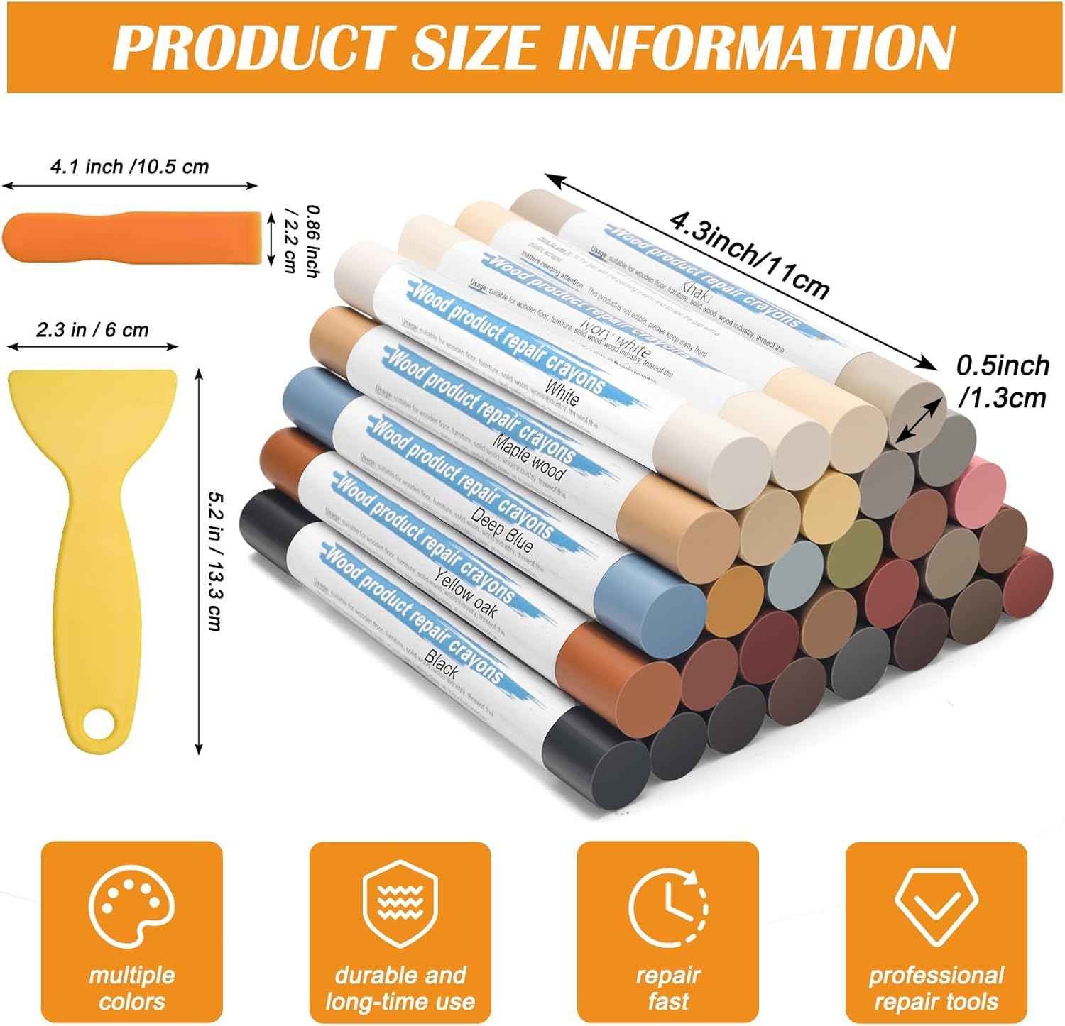 30 Color Wood Filler Sticks Putty Wax Crayons for Furniture Repair