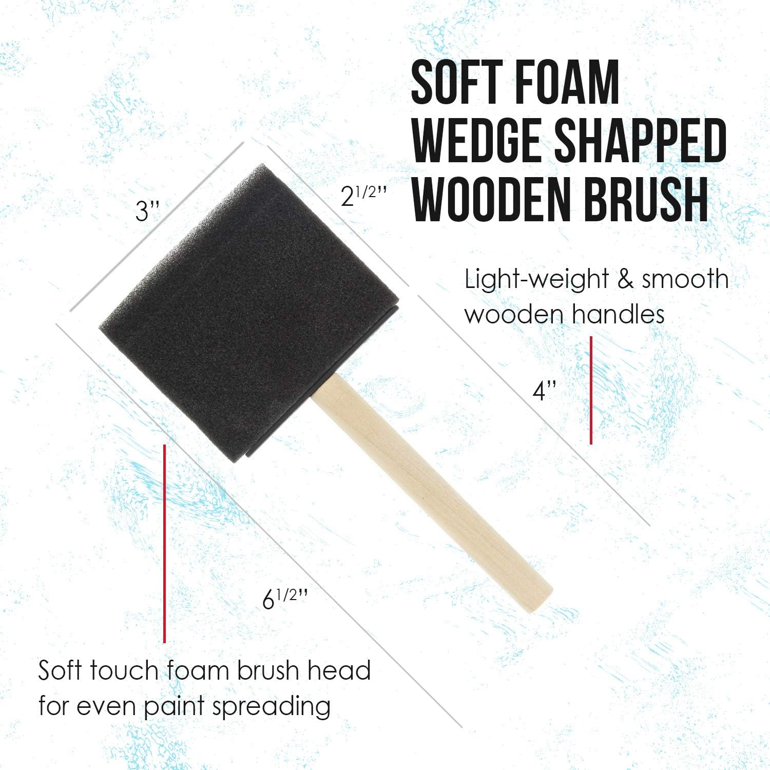 3 inch Foam Sponge Wood Handle Paint Brush Set