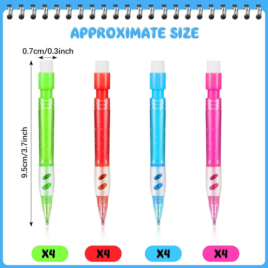 16pcs Mini Mechanical Pencils 0.7mm with Eraser