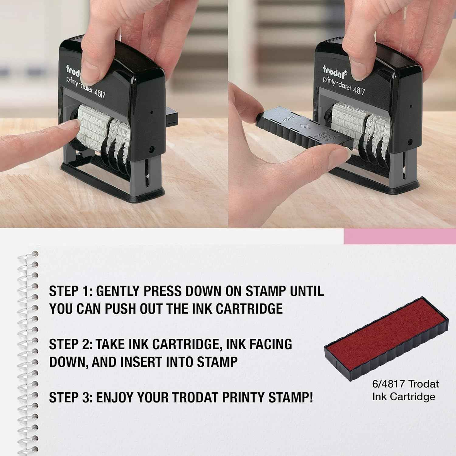 Trodat Printy-Dater 4817 Rubber Date Stamp – Self Inking