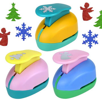 3Pcs 1 Inch Paper Punches with Christmas Tree Snowflakes Craft Hole Shapes