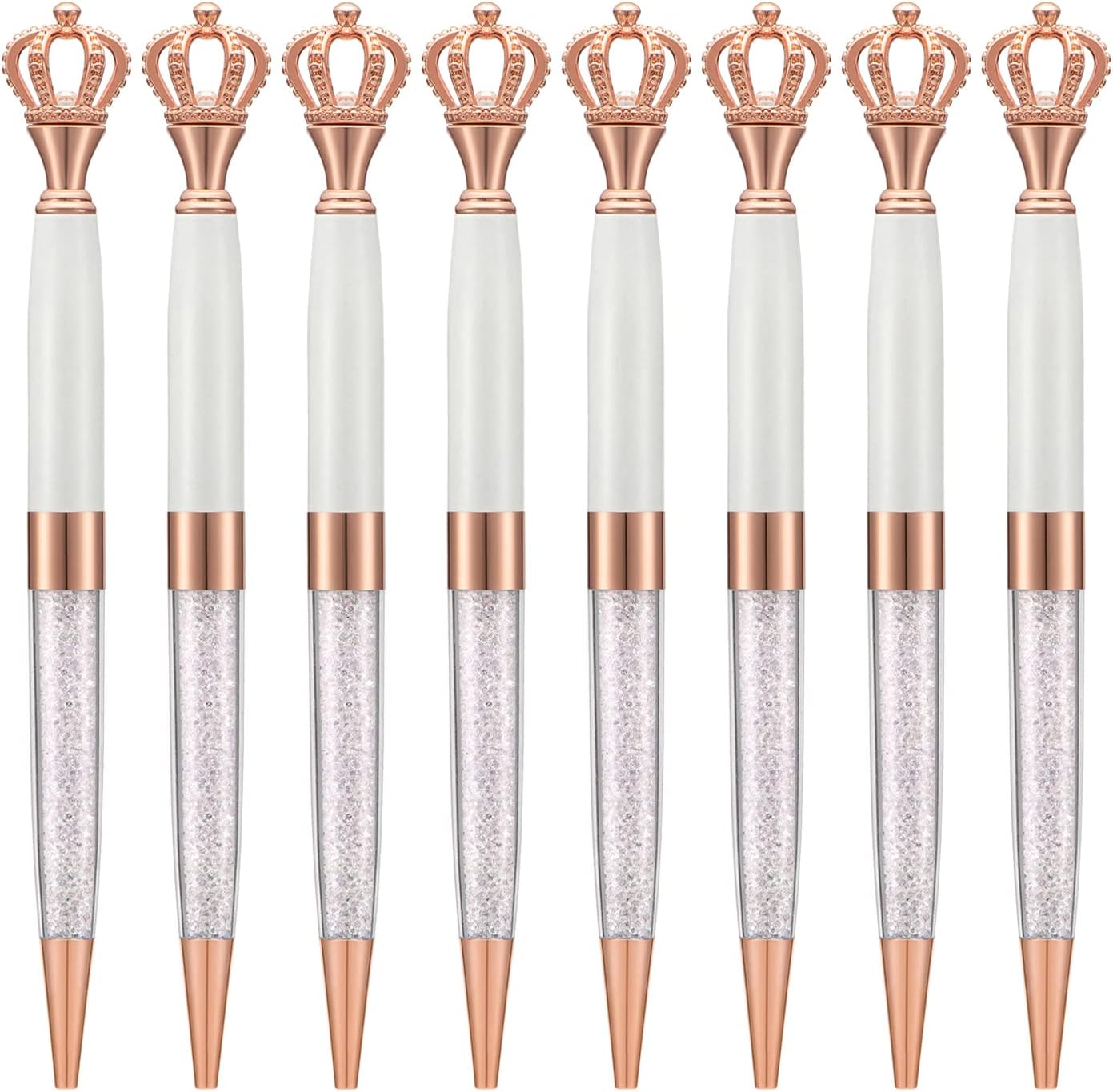 8 Pieces Crystal Crown Ballpoint Pen Set for Women Kid Girl