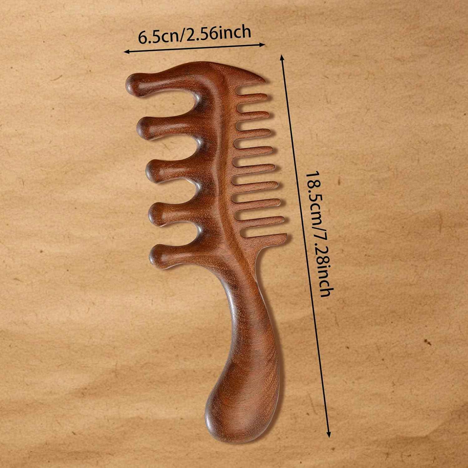 Wide Tooth Wooden Hair Comb Natural Sandalwood Scalp Massager