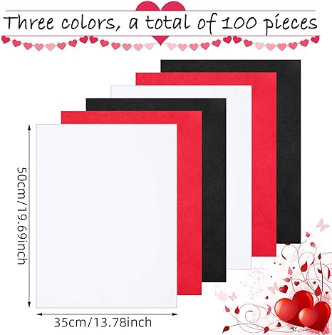 100 Sheets Tissue Wrapping Paper for DIY Crafts 35x50cm Black White Red