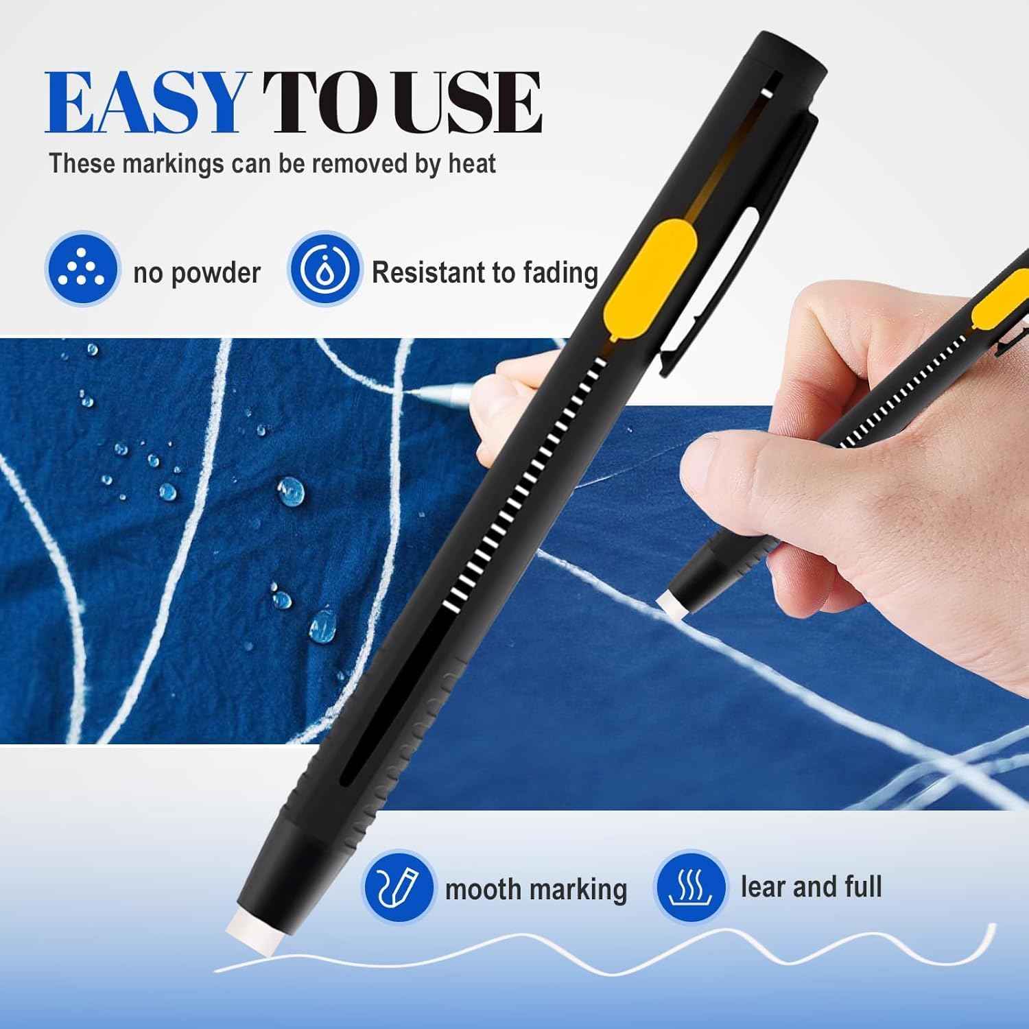 Heat Erasable Fabric Marking Pen Set,2 Pens with 20 Refills