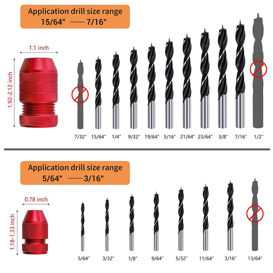 RUITOOL Drill Depth Stop for Drill Bits 2 Size Pack - TTpen