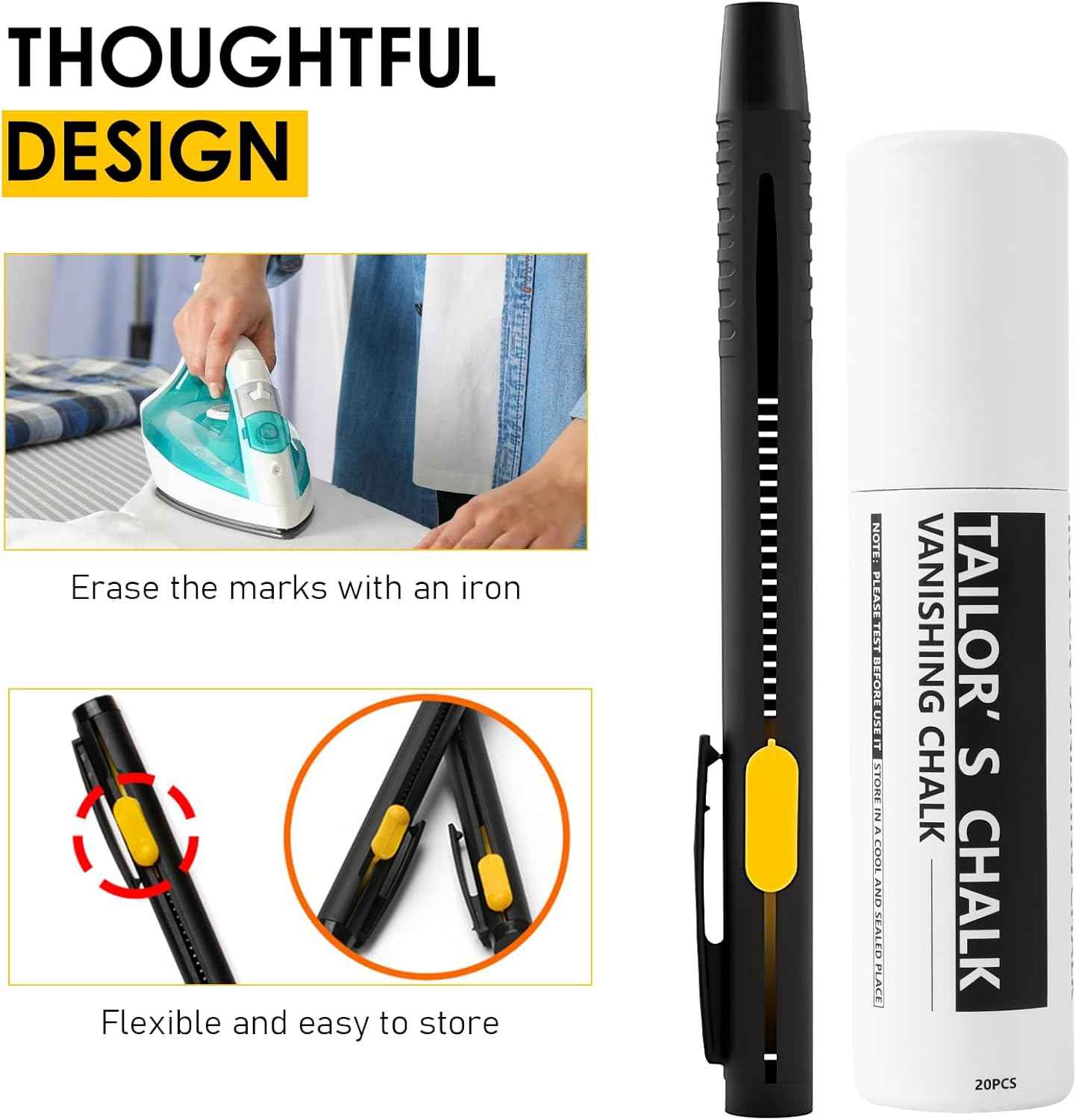 Heat Erasable Fabric Marking Pen Set,2 Pens with 20 Refills