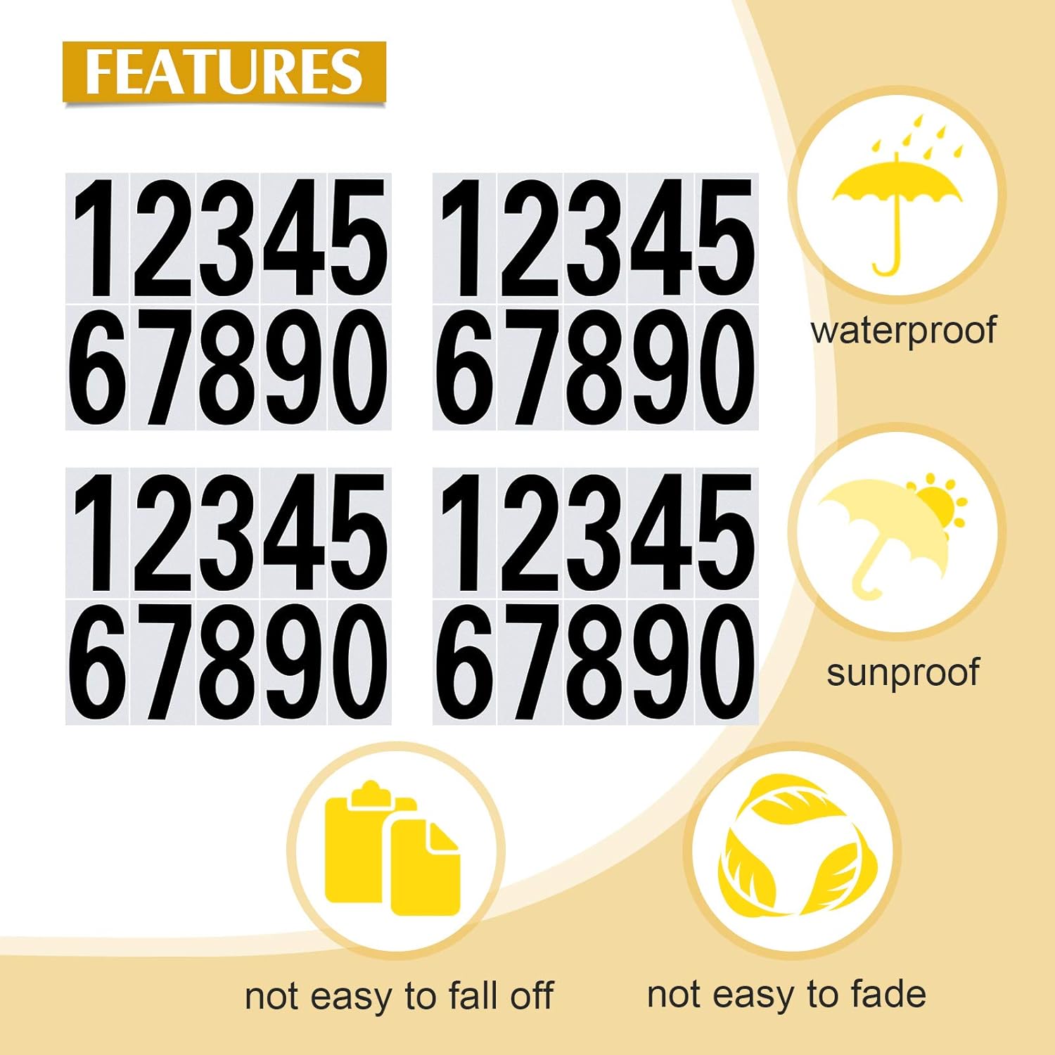 40pcs Mailbox Number 0-9 Sticker Decal Adhesive Black 3 Inch
