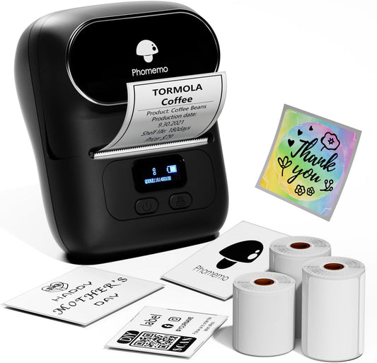 Phomemo M110 Label Maker Thermal Printer with 3 Roll Paper