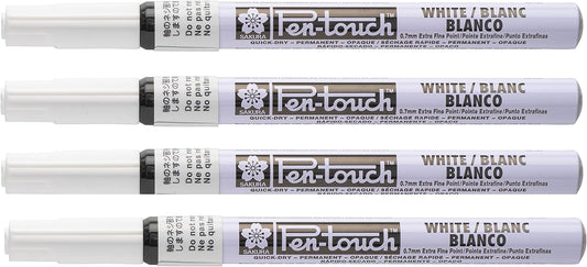 Sakura Pen-Touch Paint Marker 0.7/1.0/2.0mm White Color,4 Pack