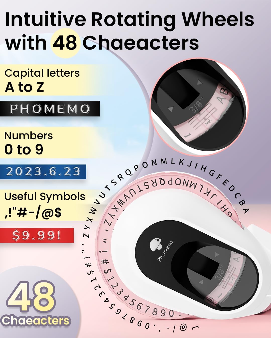 Phomemo E975 Embossing Label Maker Machine with 6 Tapes