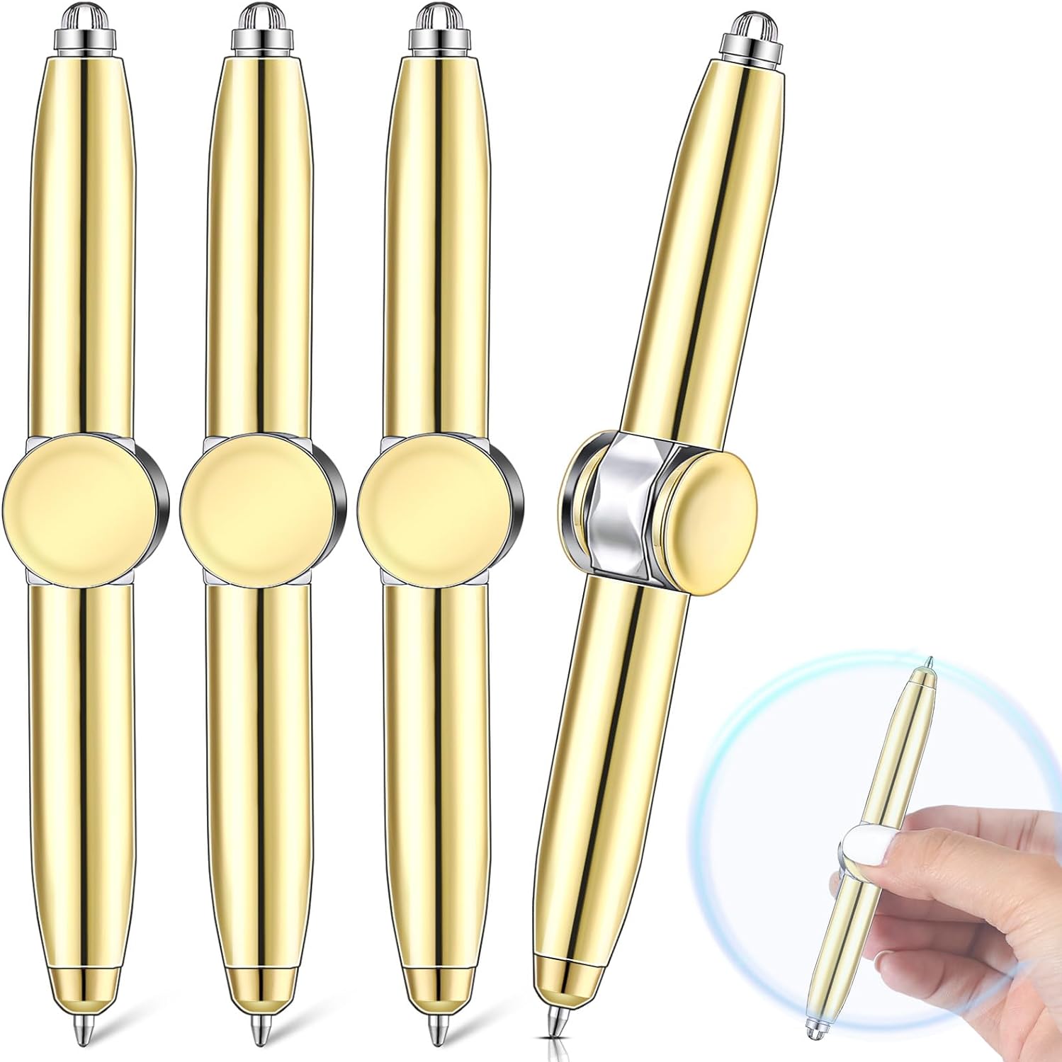 Fidget Spinner Ballpoint Pen with LED Light 4 Pack