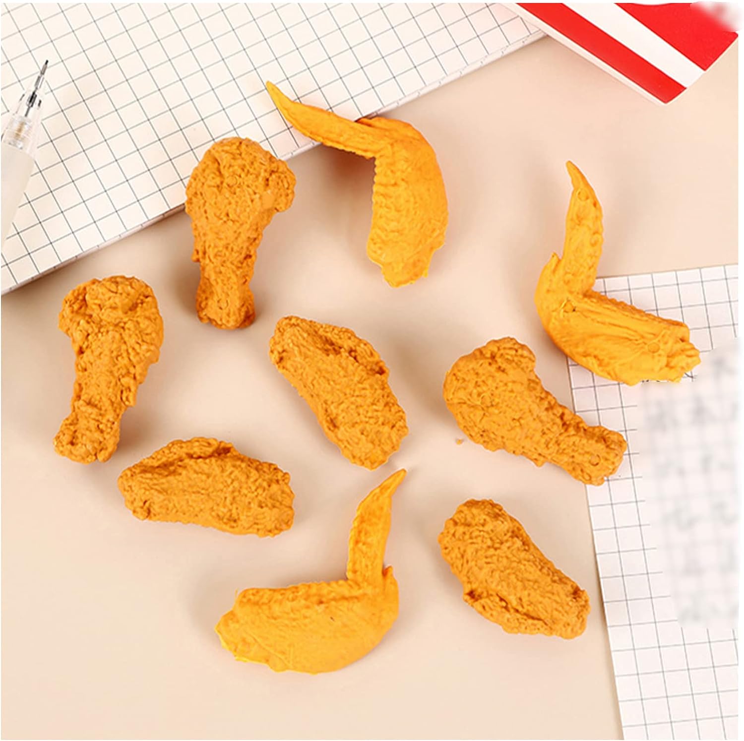 Food Fried Chicken Pencil Erasers 27 Pack