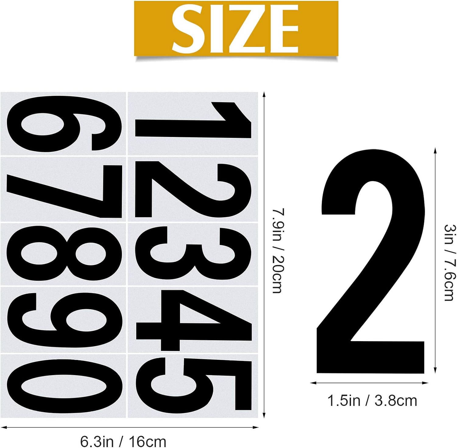 40pcs Mailbox Number 0-9 Sticker Decal Adhesive Black 3 Inch