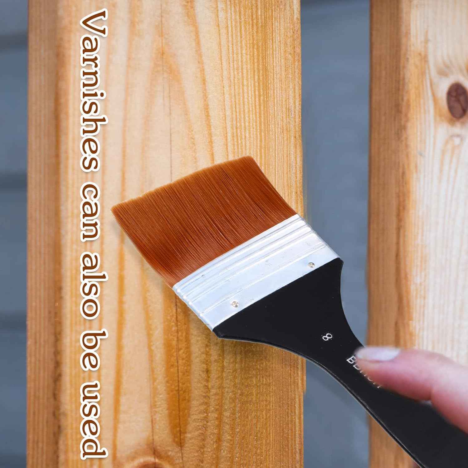 7 Size Artist Wide Flat Paint Brushes Set