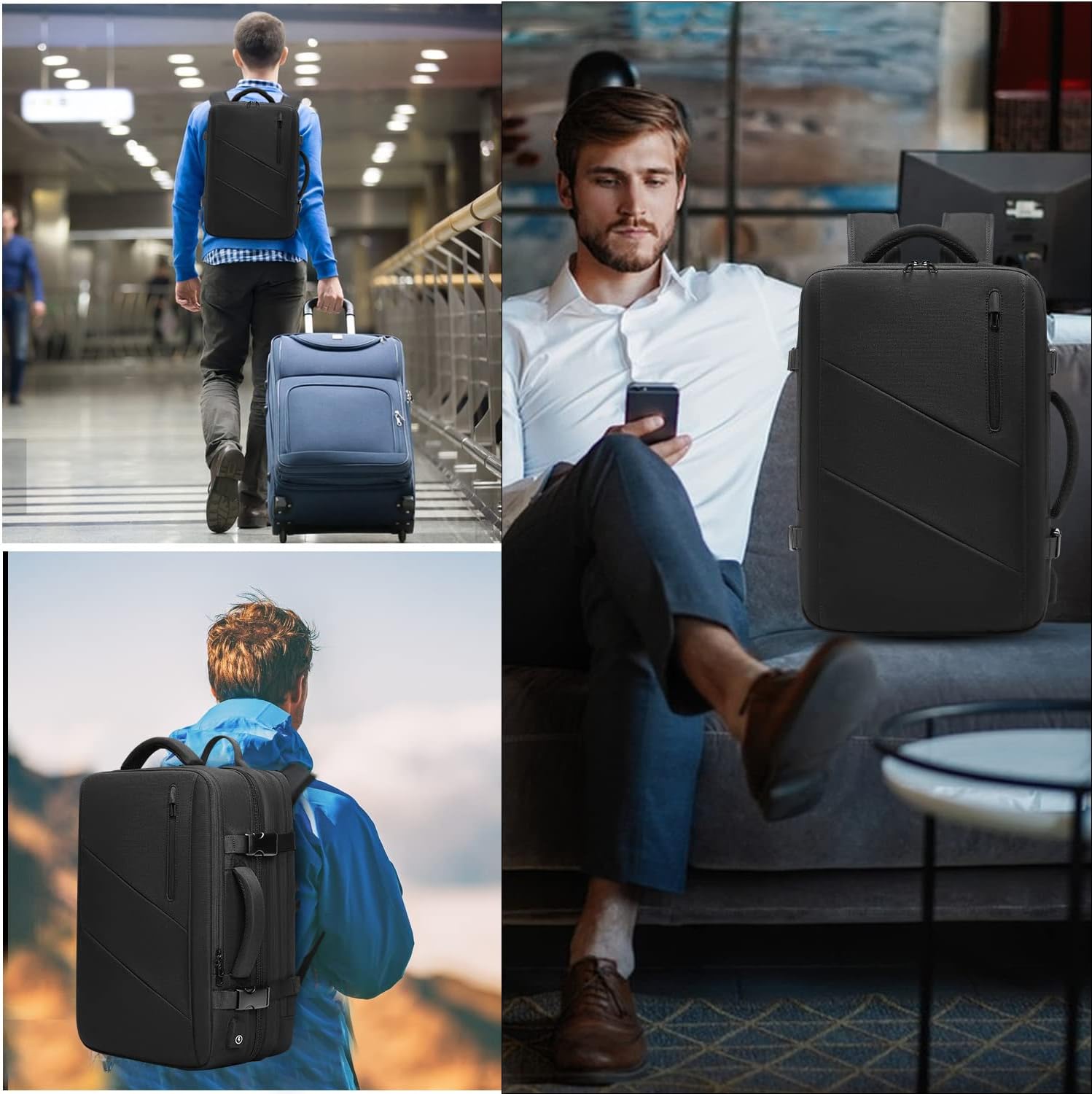 Eurcool 44L Travel Expandable Carry-On Backpack