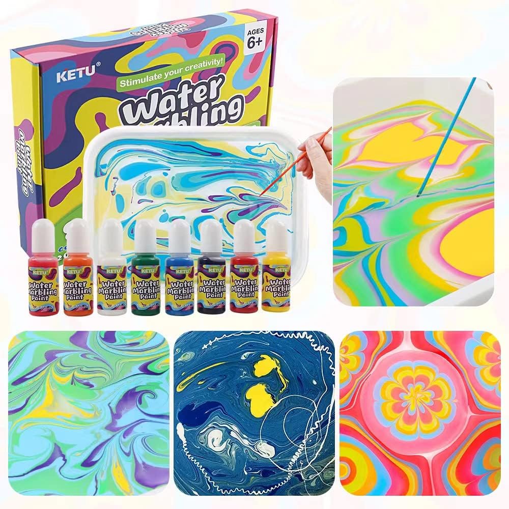 Набор красок для водяного мрамора для детей, набор художественных красок, 8 цветов