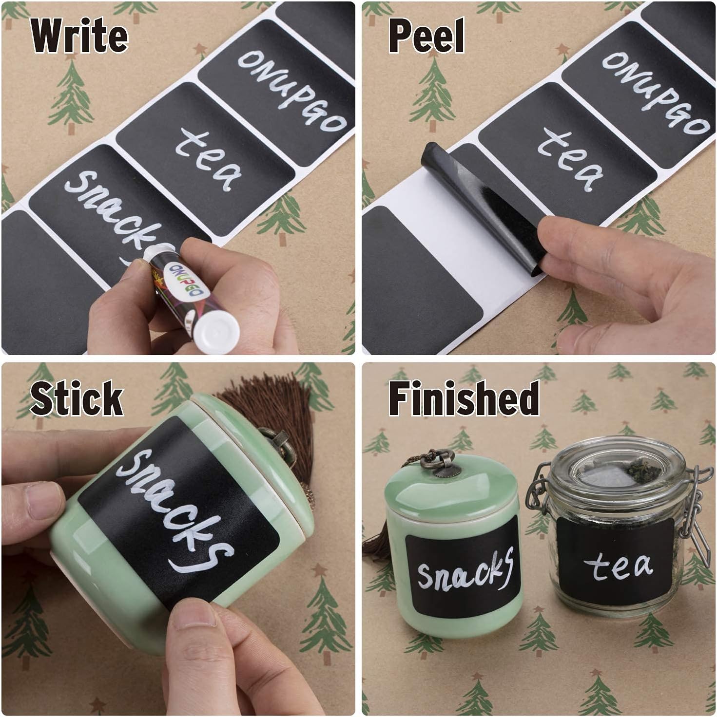 300pcs Waterproof Reusable Chalkboard Labels Blackboard Stickers